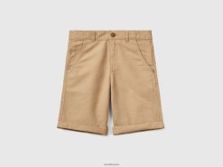beige Benetton barn mikromønstret shorts i linblanding 20TRB1966