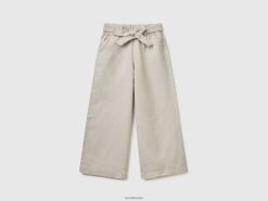 beige Benetton barn palazzobukse i linblanding 20TRB2683