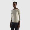 beige Benetton kvinner 100% bomullsgenser med båthals 20TRB3682