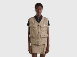 beige Benetton kvinner beige bouclã© vest 20TRB246
