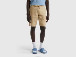 beige Benetton kvinner bermudaer i 100% lin 20TRB4632