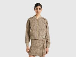 beige Benetton kvinner bombefly i tweed 20TRB3726