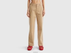 beige Benetton kvinner bukse med vidde ben 20TRB639