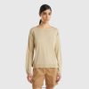 beige Benetton kvinner genser med båthals 20TRB104
