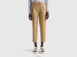 beige Benetton kvinner joggebukser i stretchbomull 20TRB4062