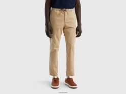 beige Benetton kvinner slim fit joggebukser med snøring 20TRB1448