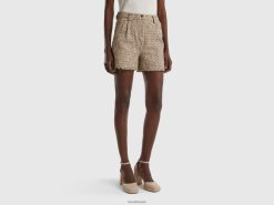 beige Benetton kvinner tweed shorts 20TRB623