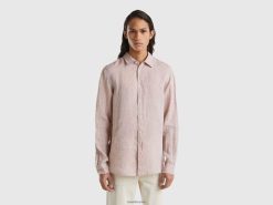beige Benetton menn skjorte i rent lin 20TRB4556