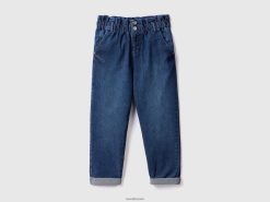 blå Benetton barn baggy fit jeans med rynket midje 20TRB5487