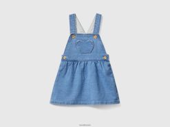 blå Benetton barn dungaree-skjørt i denim-look 20TRB3081