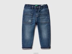 blå Benetton barn jeans med baggy passform 20TRB5170