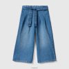 blå Benetton barn jeans med brede ben med sash 20TRB3005