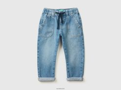 blå Benetton barn jeans med maxi lommer i 100 % bomull 20TRB2390