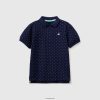 blå Benetton barn mikromønstret polo med smal passform 20TRB4912