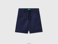 blå Benetton barn mikromønstret shorts med snøring 20TRB2387