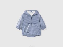 blå Benetton barn mønstret jakke med hette 20TRB3066