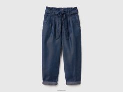 blå Benetton barn paperbag jeans med ramme 20TRB2639