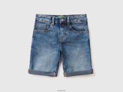 blå Benetton barn slim fit bermudaer i øko-resirkulert denim 20TRB4947