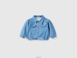 blå Benetton barn sweatjakke i denimlook 20TRB5737