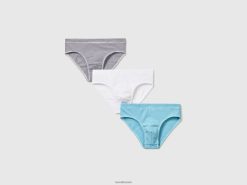 blå Benetton barn tre undertøy i stretchbomull 20TRB4977