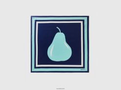 blå Benetton kvinner blå foulard med pæretrykk 20TRB803