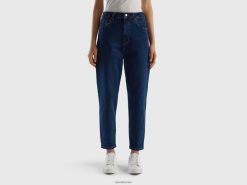 blå Benetton kvinner cropped mom fit jeans 20TRB4152