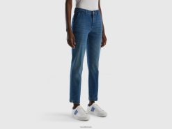 blå Benetton kvinner denim chinos med smal passform 20TRB592