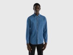 blå Benetton menn dongeriskjorte i 100% bomull 20TRB4543