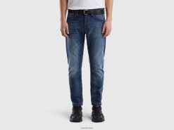 blå Benetton menn fem-lommers slim fit jeans 20TRB1474