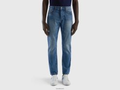 blå Benetton menn jeans i 100% bomull med rette ben 20TRB1482