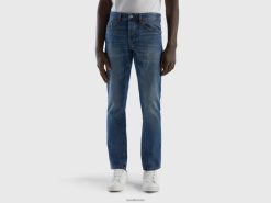 blå Benetton menn jeans i 100% bomull med rette ben 20TRB4684