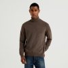 brun Benetton menn brun turtleneck i ren merinoull 20TRB6043