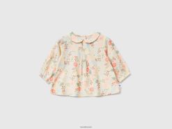 flerfarget Benetton barn blomsterbluse i bærekraftig viskose 20TRB5903