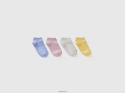 flerfarget Benetton barn fire par korte sokker 20TRB2767