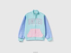 flerfarget Benetton barn genser med glidelås og krage 20TRB2550