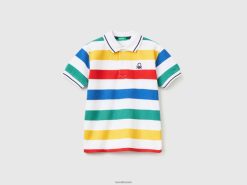 flerfarget Benetton barn kortermet polo med striper 20TRB1896