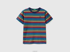 flerfarget Benetton barn stripet t-skjorte i 100 % bomull 20TRB1753