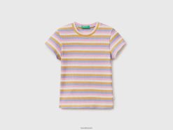 flerfarget Benetton barn stripet t-skjorte i bomull 20TRB5584