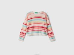 flerfarget Benetton barn stripete genser i bomullsblanding 20TRB6075