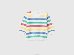 flerfarget Benetton barn stripete genser i ren bomull 20TRB3475