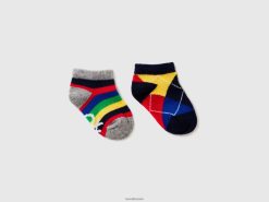 flerfarget Benetton barn to korte jacquardsokker 20TRB3299