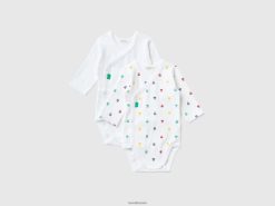 flerfarget Benetton barn to langermede bodyer i økologisk bomull 20TRB5886