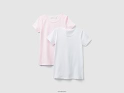 flerfarget Benetton barn to t-skjorter i stretchbomull 20TRB2788