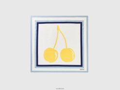 flerfarget Benetton kvinner gul foulard med kirsebærtrykk 20TRB804