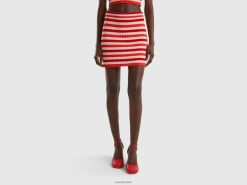 flerfarget Benetton kvinner stripete miniskjørt 20TRB4163