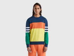 flerfarget Benetton menn fargeblokkgenser i bomullsblanding 20TRB4375