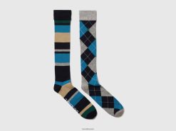 flerfarget Benetton menn to pakker med høye jacquardsokker 20TRB1506