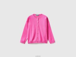 fuchsia Benetton barn cardigan med glitrende knapper 20TRB6107