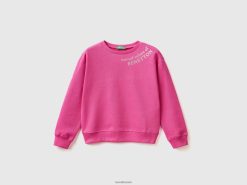 fuchsia Benetton barn Genser i 100 % bomull med logo 20TRB2516