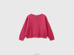 fuchsia Benetton barn genser i resirkulert bomullsblanding 20TRB3442